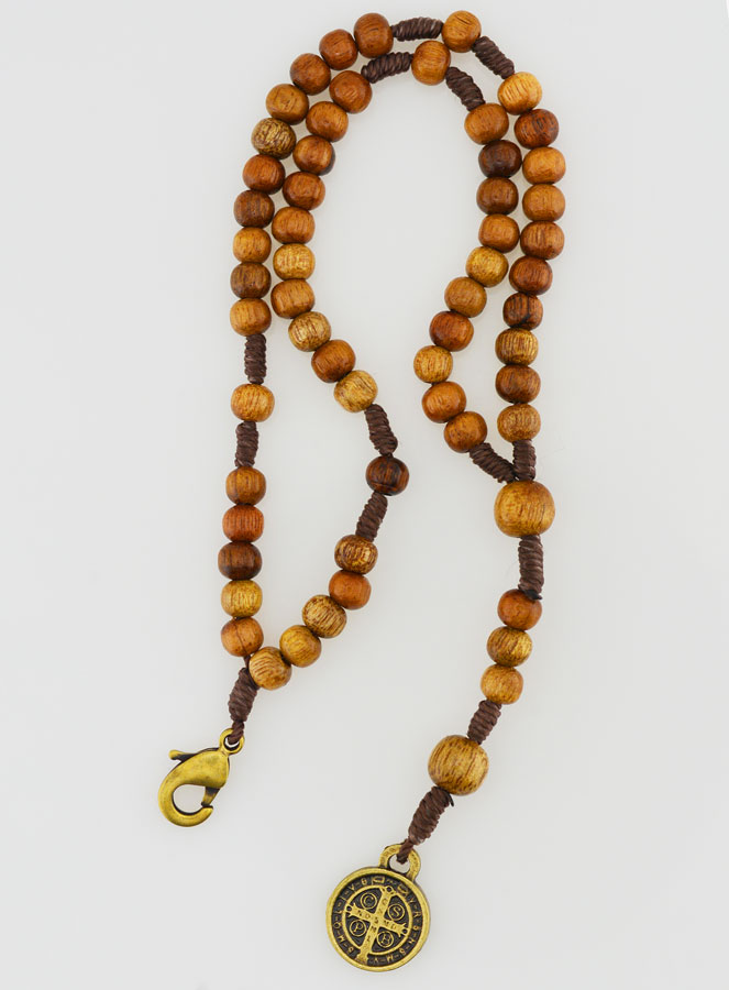 Bracelet Chapelet en Bois - Médaille de Saint Benoît (pic 1)
