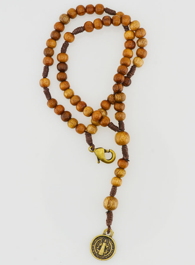Bracelet Chapelet en Bois - Médaille de Saint Benoît (pic 4)