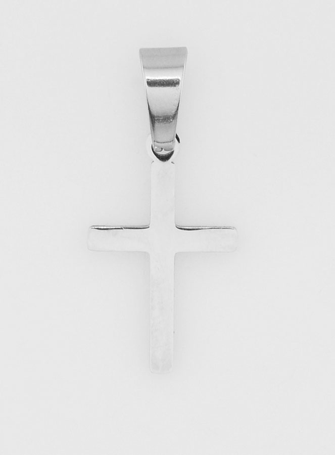 Pendentif Croix en Acier Inoxydable Argenté - 20mm (pic 1)