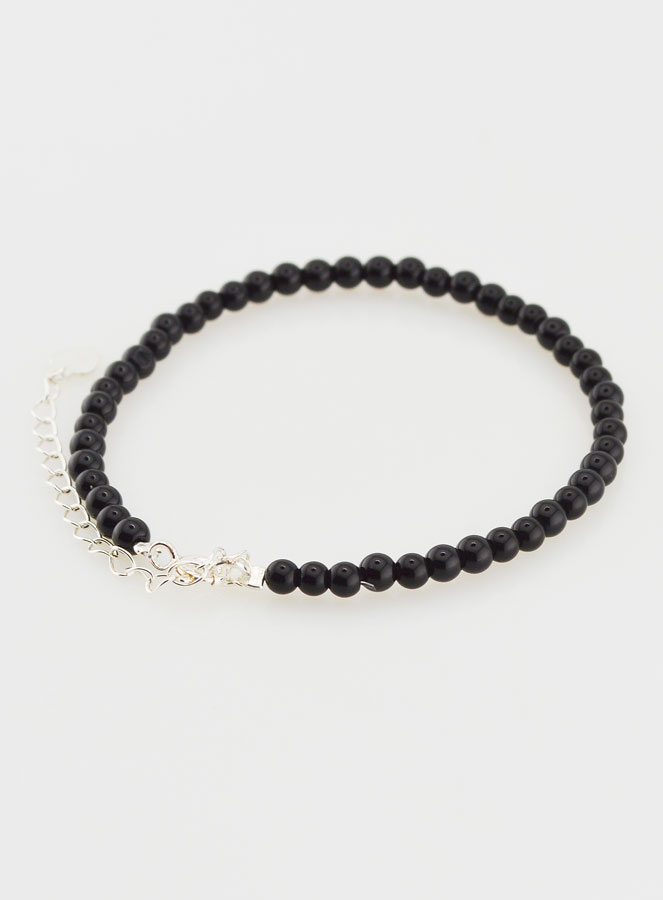 Bracelet Ajustable en Argent & Onyx 3mm (pic 3)