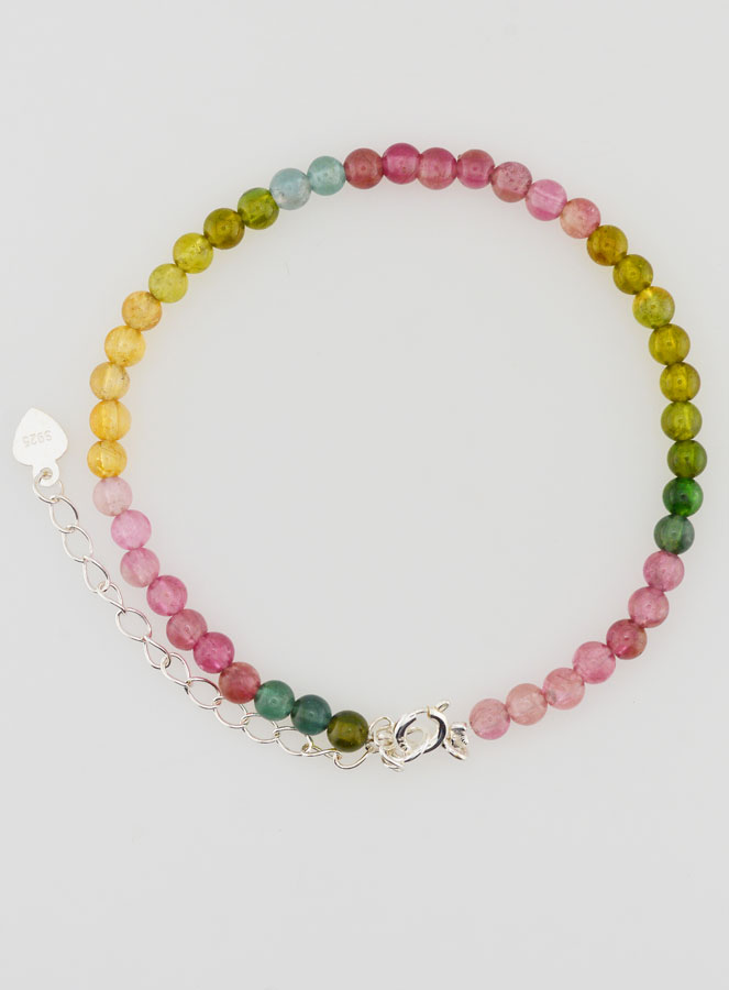 Bracelet Ajustable en Argent & Tourmaline 3mm (pic 1)