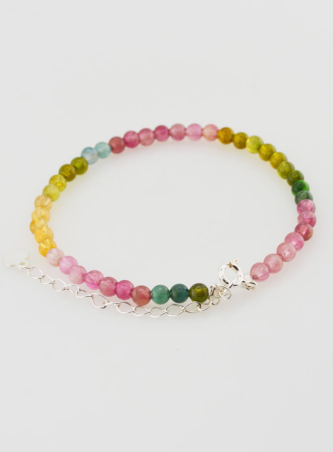 Bracelet Ajustable en Argent & Tourmaline 3mm (pic 2)
