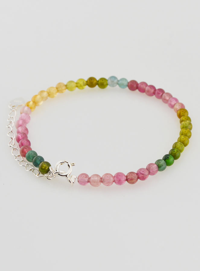 Bracelet Ajustable en Argent & Tourmaline 3mm (pic 3)