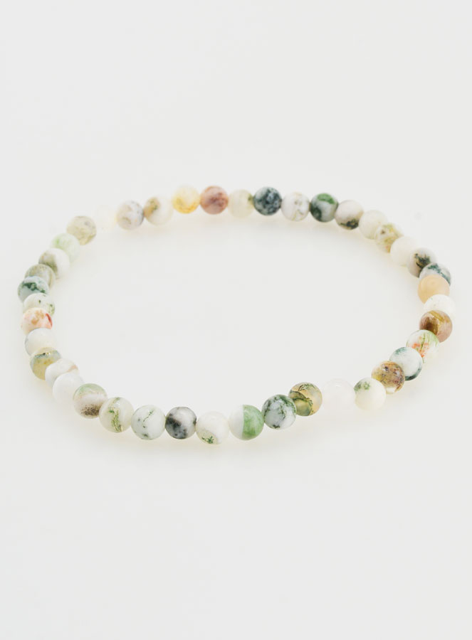Bracelet en Pierre Naturelle d'Agate Arbre - 4mm (pic 3)