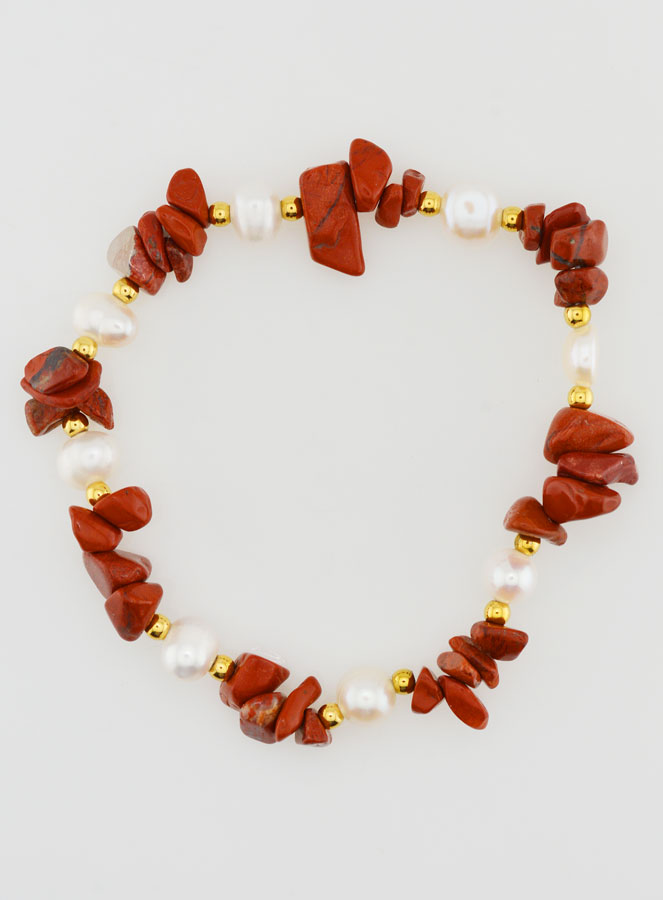 Bracelet en Pierre Naturelle Chips - Jaspe Rouge A (pic 1)