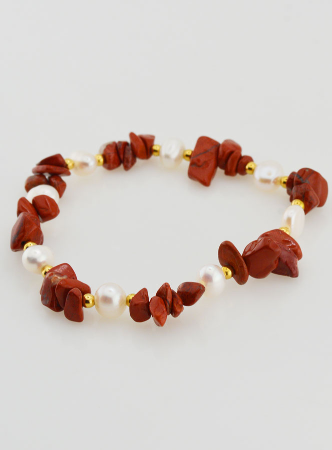 Bracelet en Pierre Naturelle Chips - Jaspe Rouge A (pic 3)