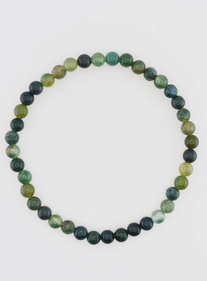 Bracelet en Pierre Naturelle d'Agate Mousse - 4mm (pic 1)