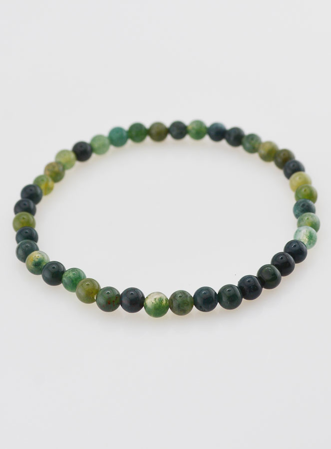Bracelet en Pierre Naturelle d'Agate Mousse - 4mm (pic 2)