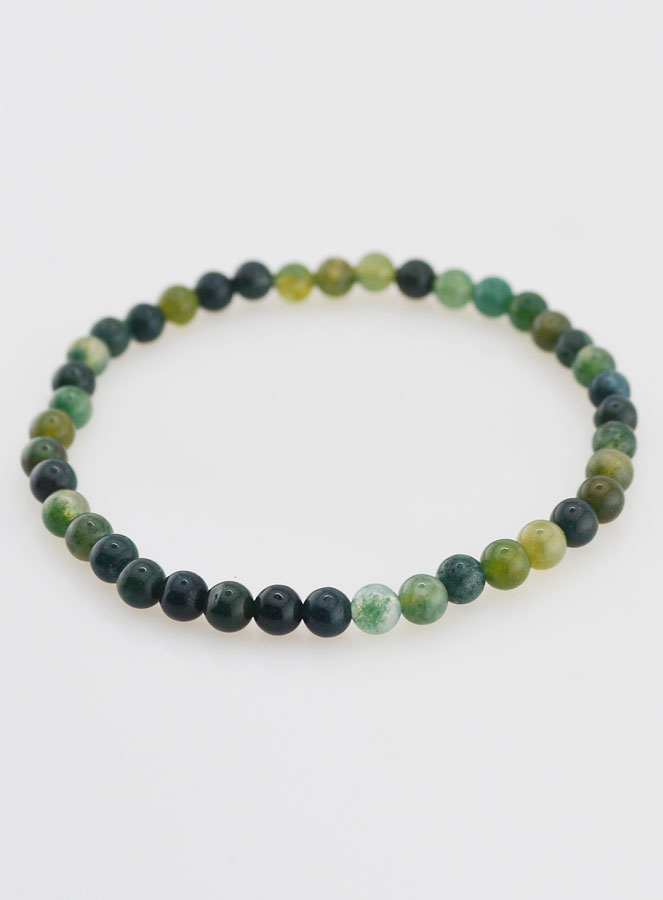Bracelet en Pierre Naturelle d'Agate Mousse - 4mm (pic 3)