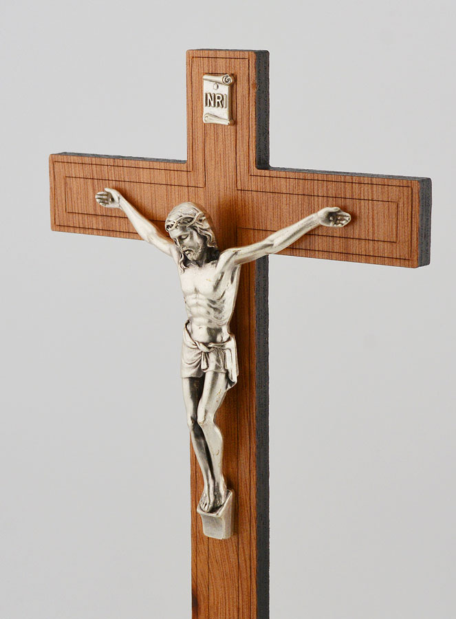 Crucifix en Bois et Argent Vieilli - 21 cm (pic 2)