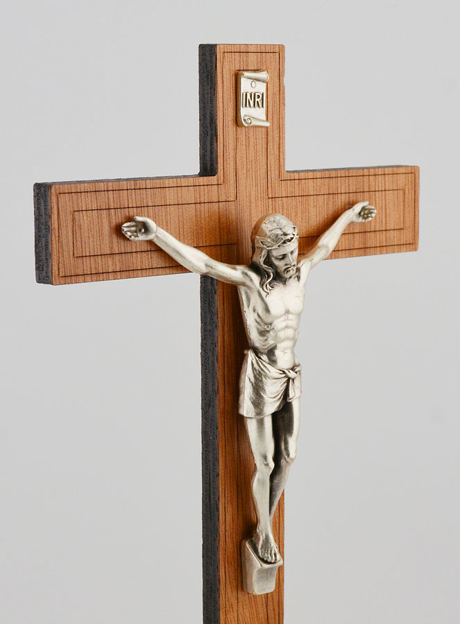 Crucifix en Bois et Argent Vieilli - 21 cm (pic 3)
