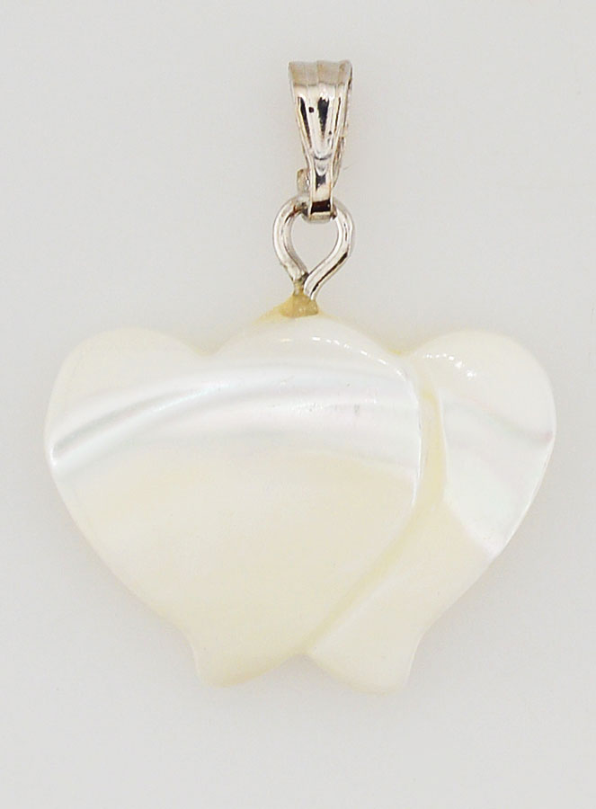 Pendentif Double Coeur en Coquille Véritable (pic 1)