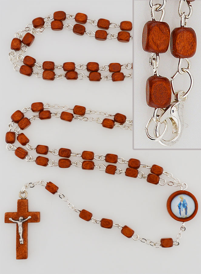 Chapelet en Bois Clair - Vierge Miraculeuse (pic 1)