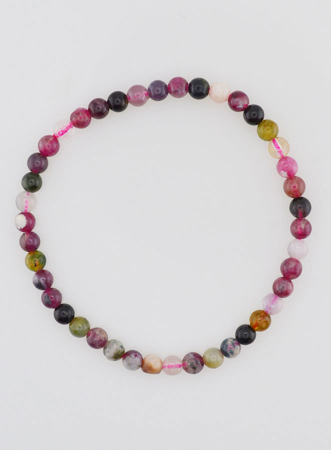 Bracelet en Pierre Naturelle de Tourmaline Multicolore - 4mm (pic 1)
