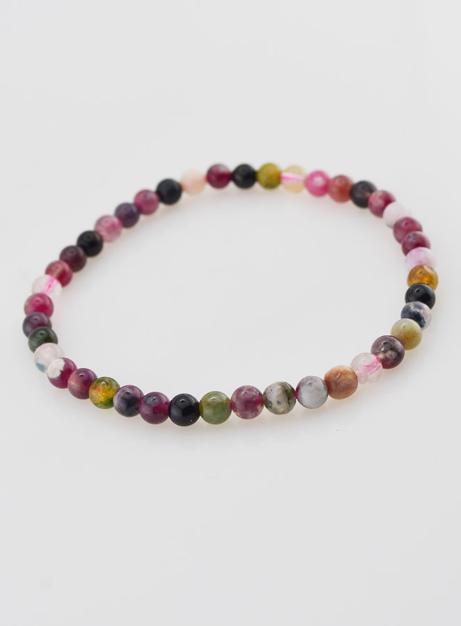 Bracelet en Pierre Naturelle de Tourmaline Multicolore - 4mm (pic 2)
