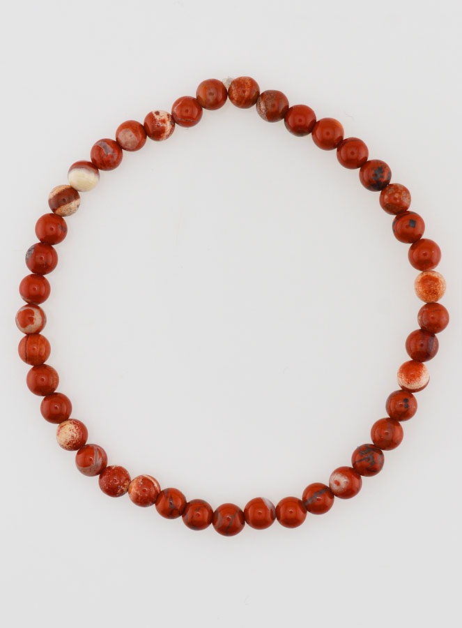 Bracelet en Pierre Naturelle de Jaspe Rouge - 4mm (pic 1)