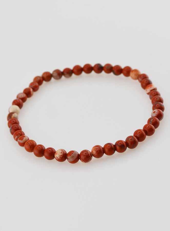 Bracelet en Pierre Naturelle de Jaspe Rouge - 4mm (pic 2)
