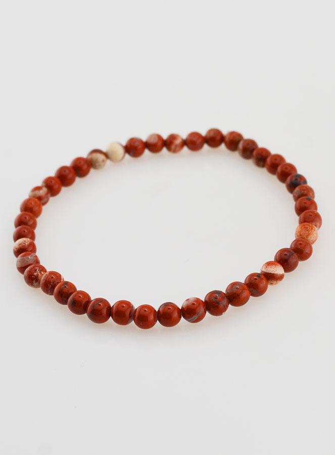 Bracelet en Pierre Naturelle de Jaspe Rouge - 4mm (pic 3)