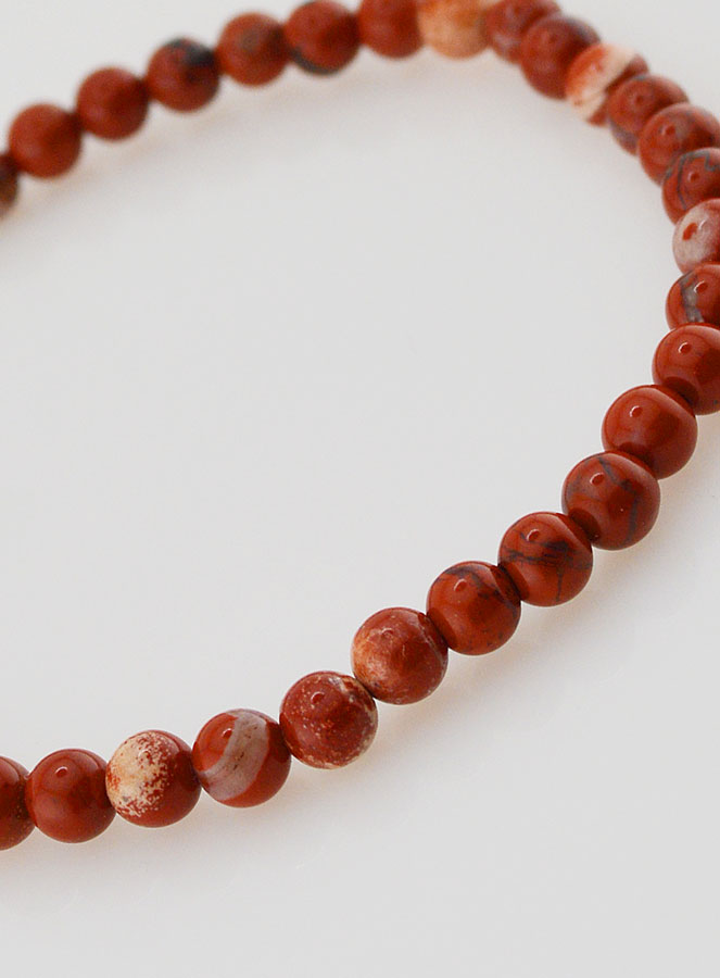 Bracelet en Pierre Naturelle de Jaspe Rouge - 4mm (pic 4)