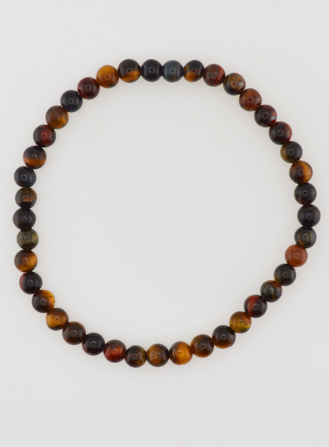 Bracelet en Pierre Naturelle Oeil de Tigre, Faucon & Taureau - 4mm (pic 1)