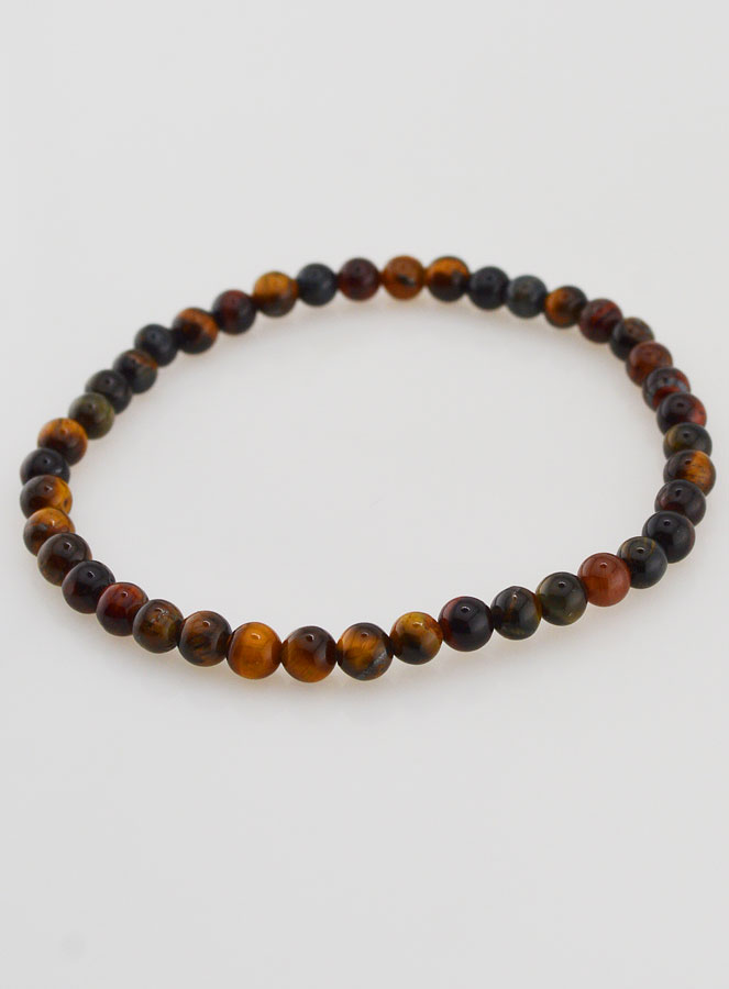 Bracelet en Pierre Naturelle Oeil de Tigre, Faucon & Taureau - 4mm (pic 3)