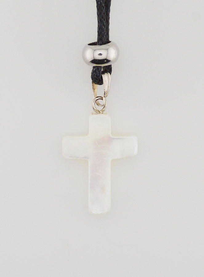 Collier Religieux Croix en Nacre - 20mm (pic 4)