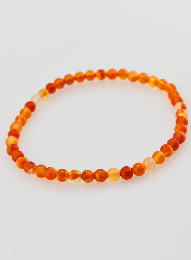Bracelet en Pierre Naturelle de Cornaline - 4mm (pic 2)