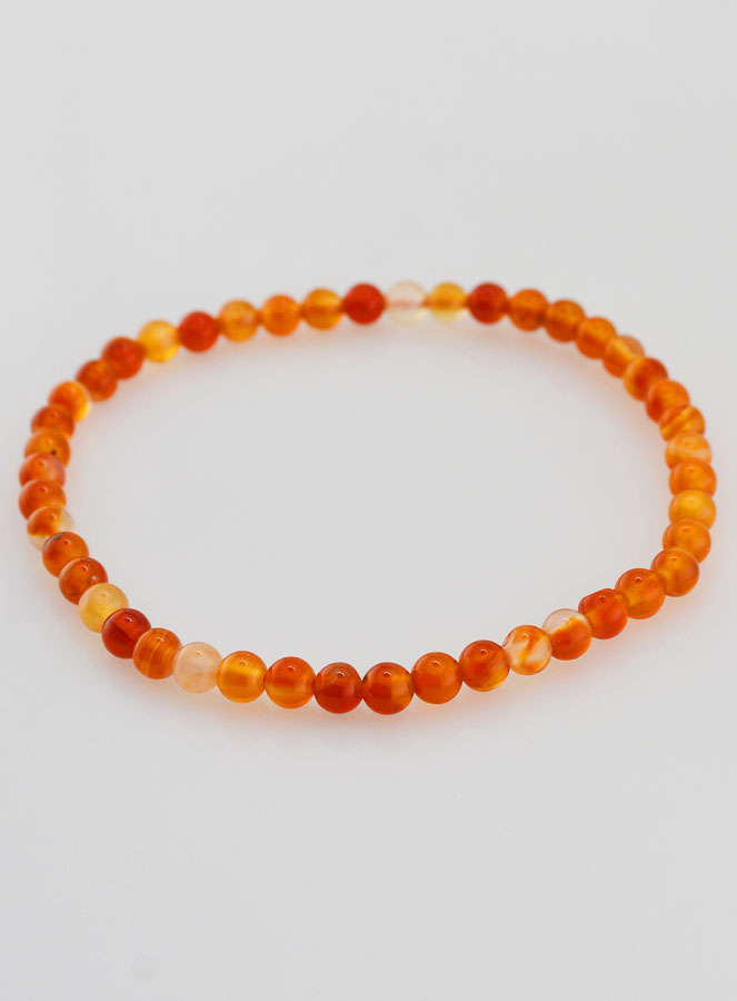 Bracelet en Pierre Naturelle de Cornaline - 4mm (pic 3)