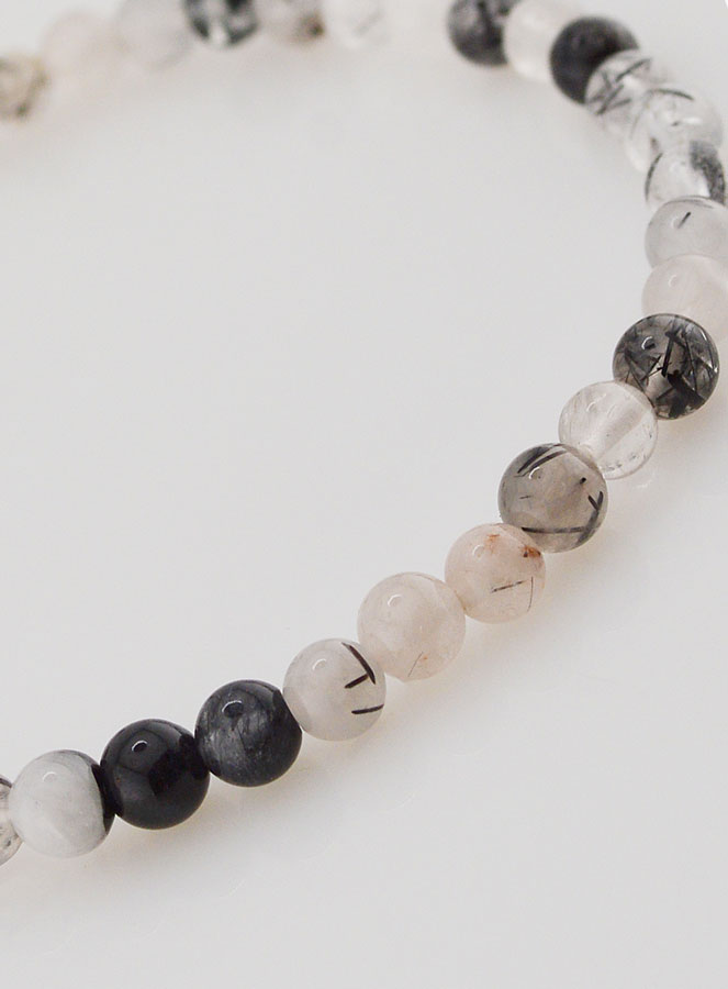 Bracelet en Pierre Naturelle Tourmaline & Cristal de Roche - 4mm (pic 4)