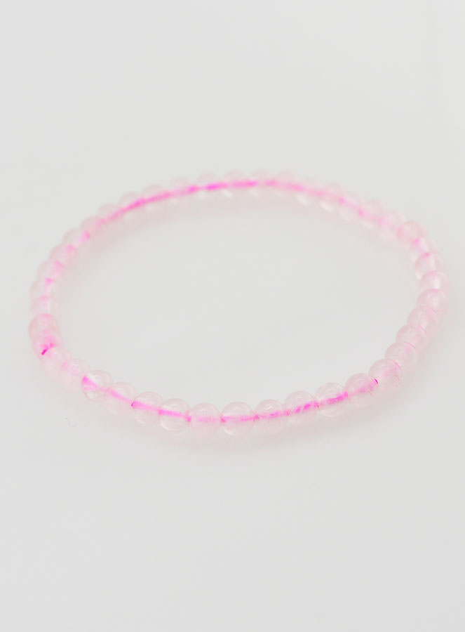Bracelet en Pierre Naturelle de Quartz Rose - 4mm (pic 2)