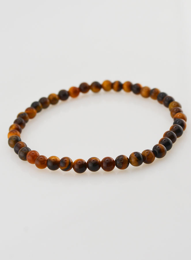 Bracelet en Pierre Naturelle d'Oeil de Tigre - 4mm (pic 2)