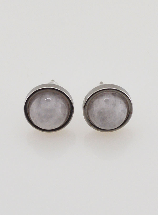 Boucles d'Oreilles Puces - Quartz Rose 10mm (pic 1)
