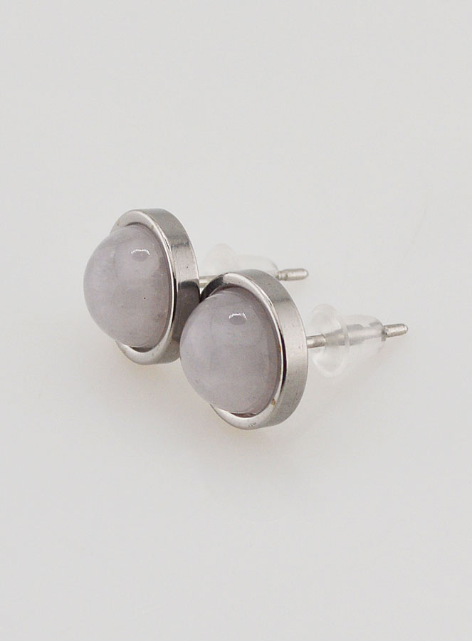 Boucles d'Oreilles Puces - Quartz Rose 10mm (pic 2)