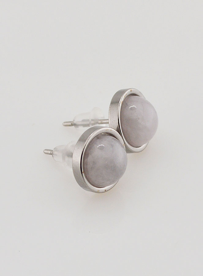 Boucles d'Oreilles Puces - Quartz Rose 10mm (pic 3)