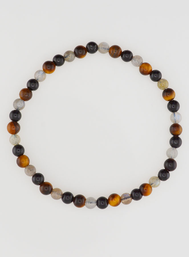 Bracelet en Pierre Naturelle Tourmaline, Oeil de Tigre et Labradorite - 4 mm (pic 1)