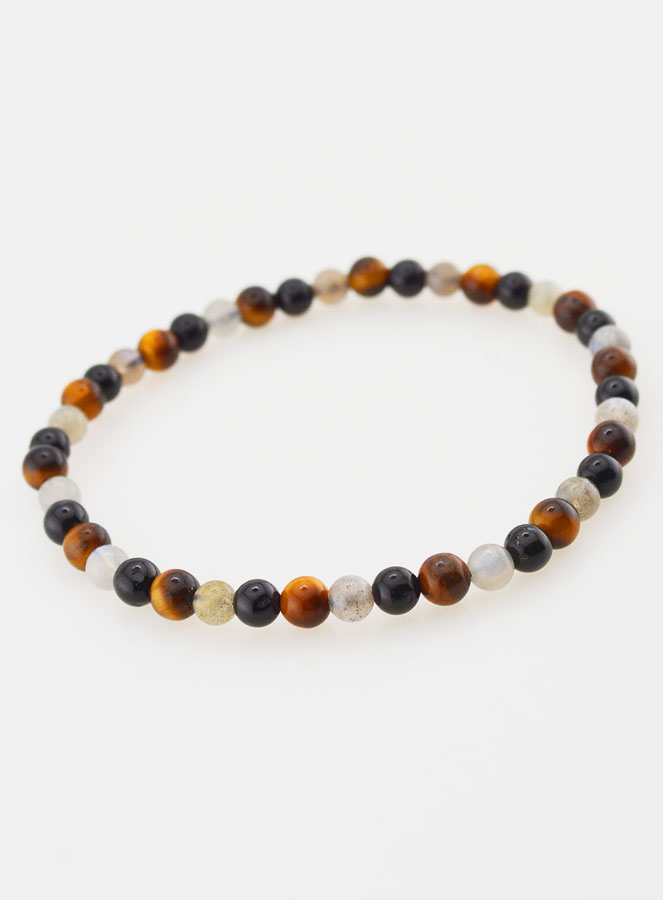 Bracelet en Pierre Naturelle Tourmaline, Oeil de Tigre et Labradorite - 4 mm (pic 2)