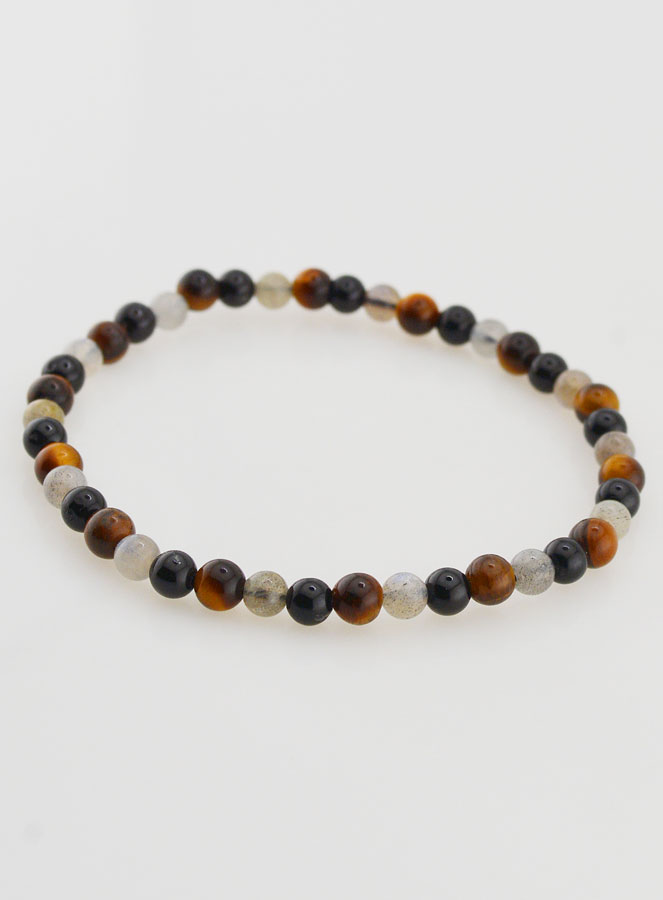Bracelet en Pierre Naturelle Tourmaline, Oeil de Tigre et Labradorite - 4 mm (pic 3)