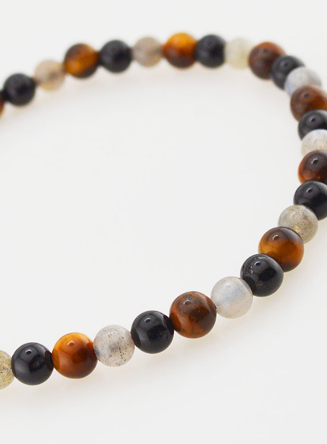 Bracelet en Pierre Naturelle Tourmaline, Oeil de Tigre et Labradorite - 4 mm (pic 4)