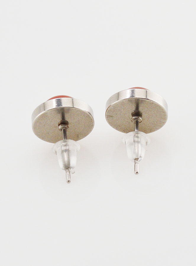 Boucles d'Oreilles Puces - Agate Rouge 10mm (pic 2)
