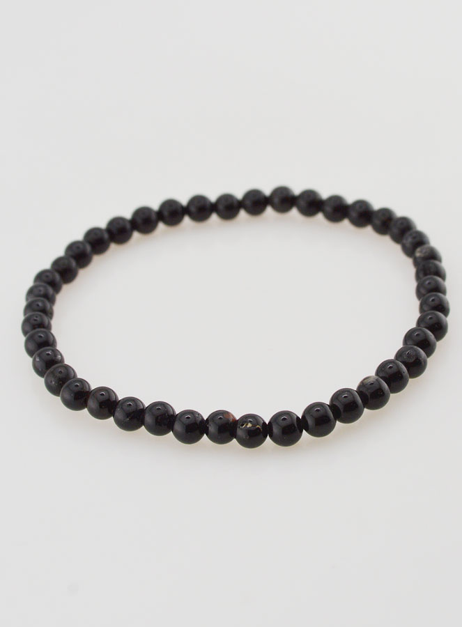 Bracelet en Pierre Naturelle de Tourmaline Noire - 4mm (pic 2)