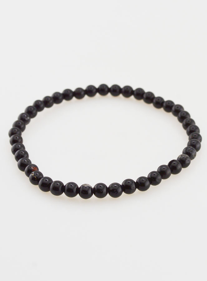 Bracelet en Pierre Naturelle de Tourmaline Noire - 4mm (pic 3)