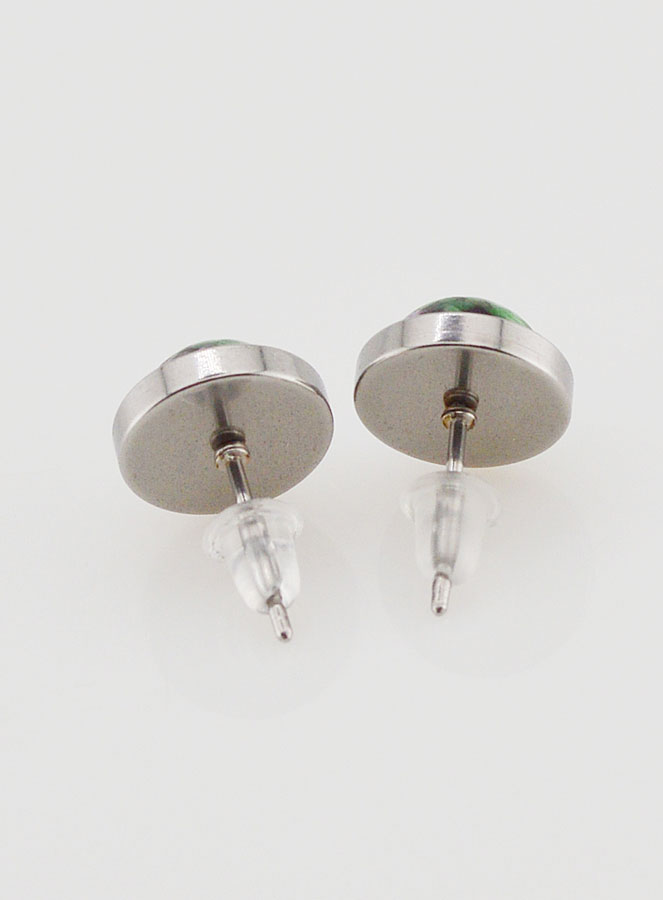 Boucles d'Oreilles Puces - Rubis Zoïsite 10mm (pic 2)