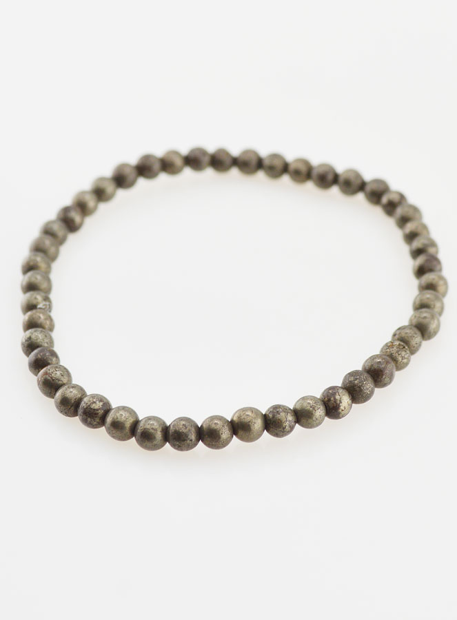 Bracelet en Pierre Naturelle de Pyrite - 4mm (pic 3)