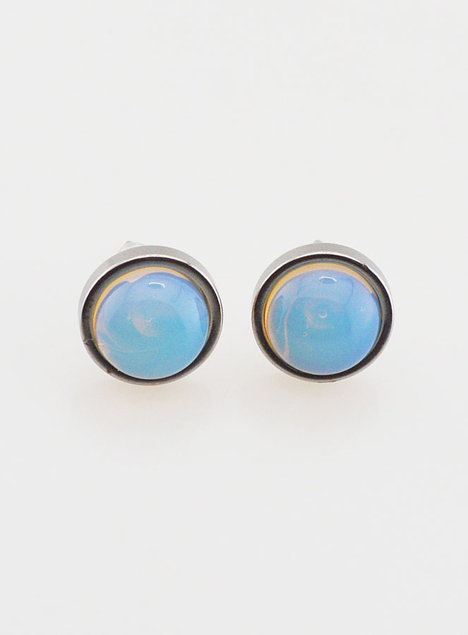 Boucles d'Oreilles Puces - Opalite 10mm (pic 1)