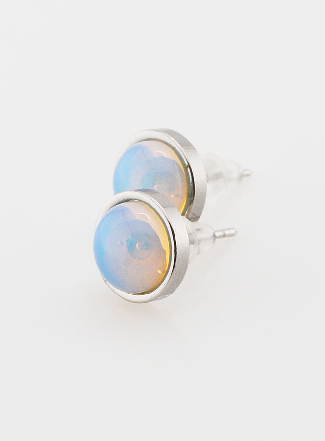 Boucles d'Oreilles Puces - Opalite 10mm (pic 3)