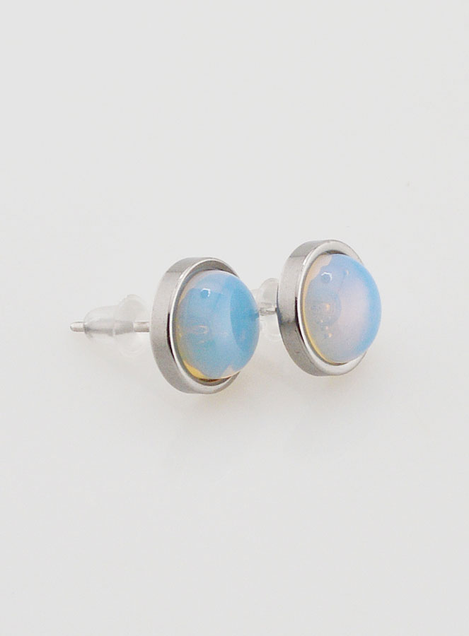 Boucles d'Oreilles Puces - Opalite 10mm (pic 4)