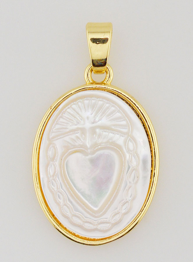 Médaille en Nacre - Coeur Sacré 20mm (pic 1)