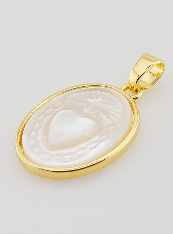 Médaille en Nacre - Coeur Sacré 20mm (pic 3)