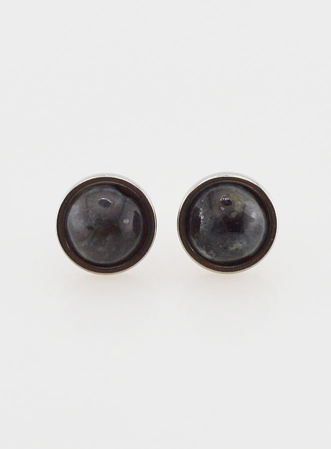 Boucles d'Oreilles Puces - Larvikite 10mm (pic 1)