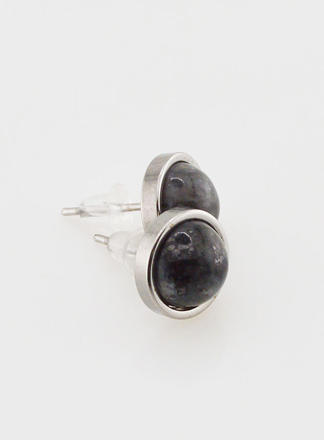 Boucles d'Oreilles Puces - Larvikite 10mm (pic 3)